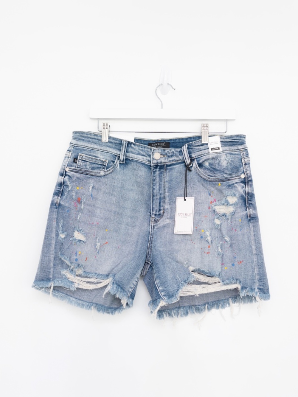 Judy Blue - Distressed Paint Splatter Denim‎ Shorts